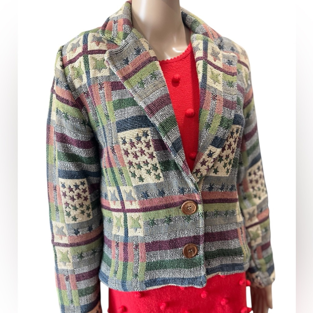 Tapestry style New identity southwestern patriotic cropped jacket-MP - Picture 4 of 11